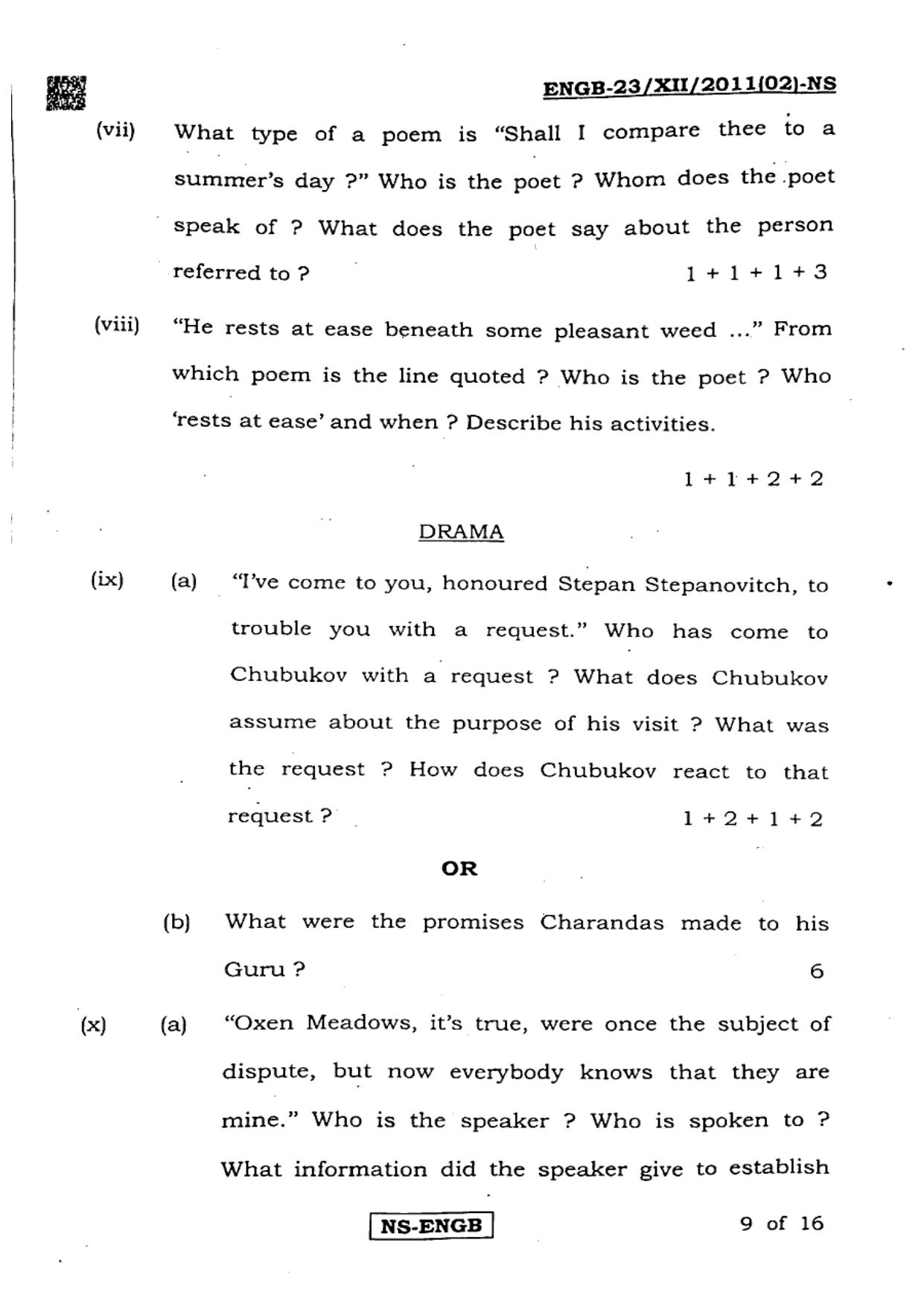 West Bengal Board Class 12 English 2023 Question Paper - Page 9