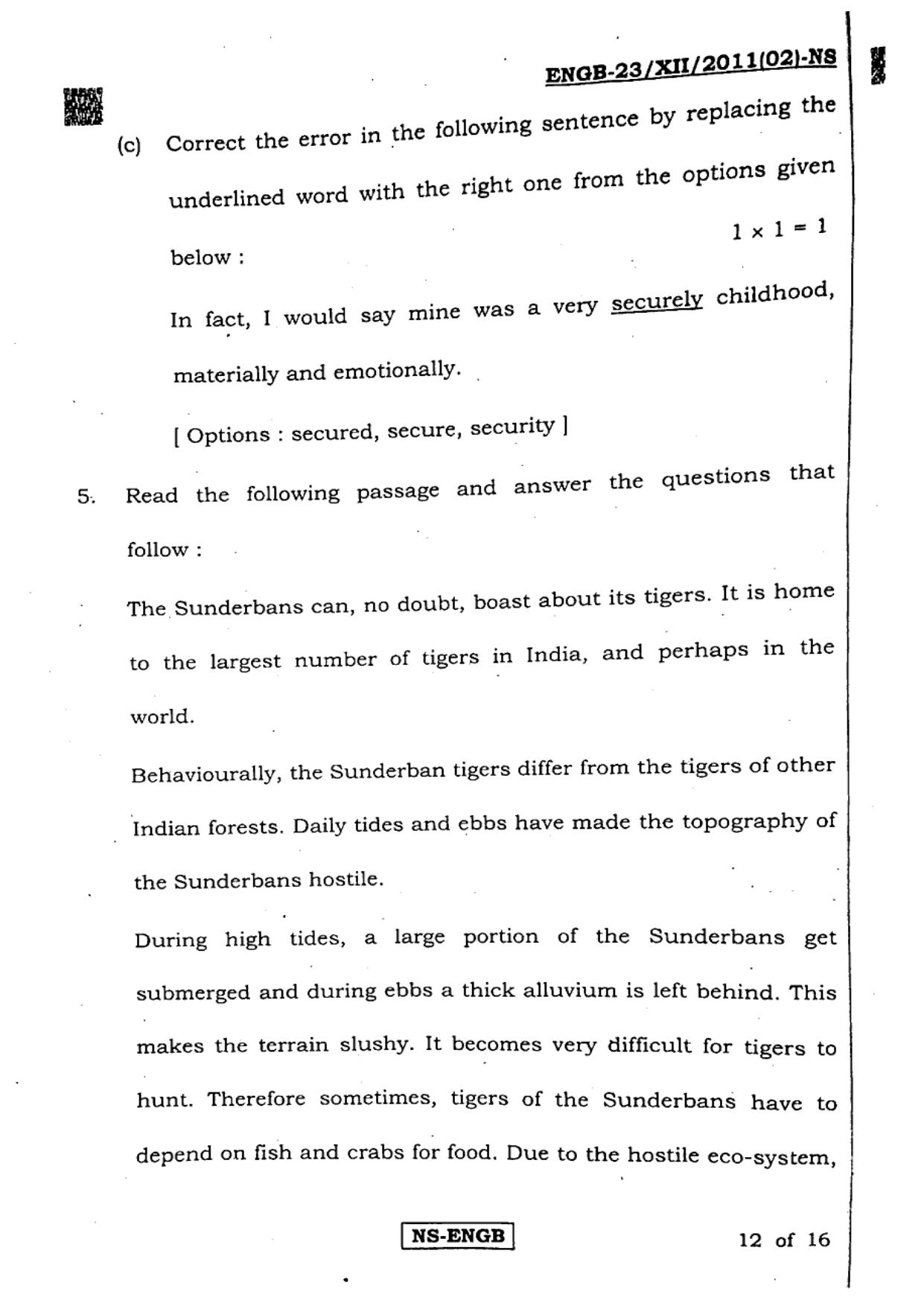 West Bengal Board Class 12 English 2023 Question Paper - Page 12