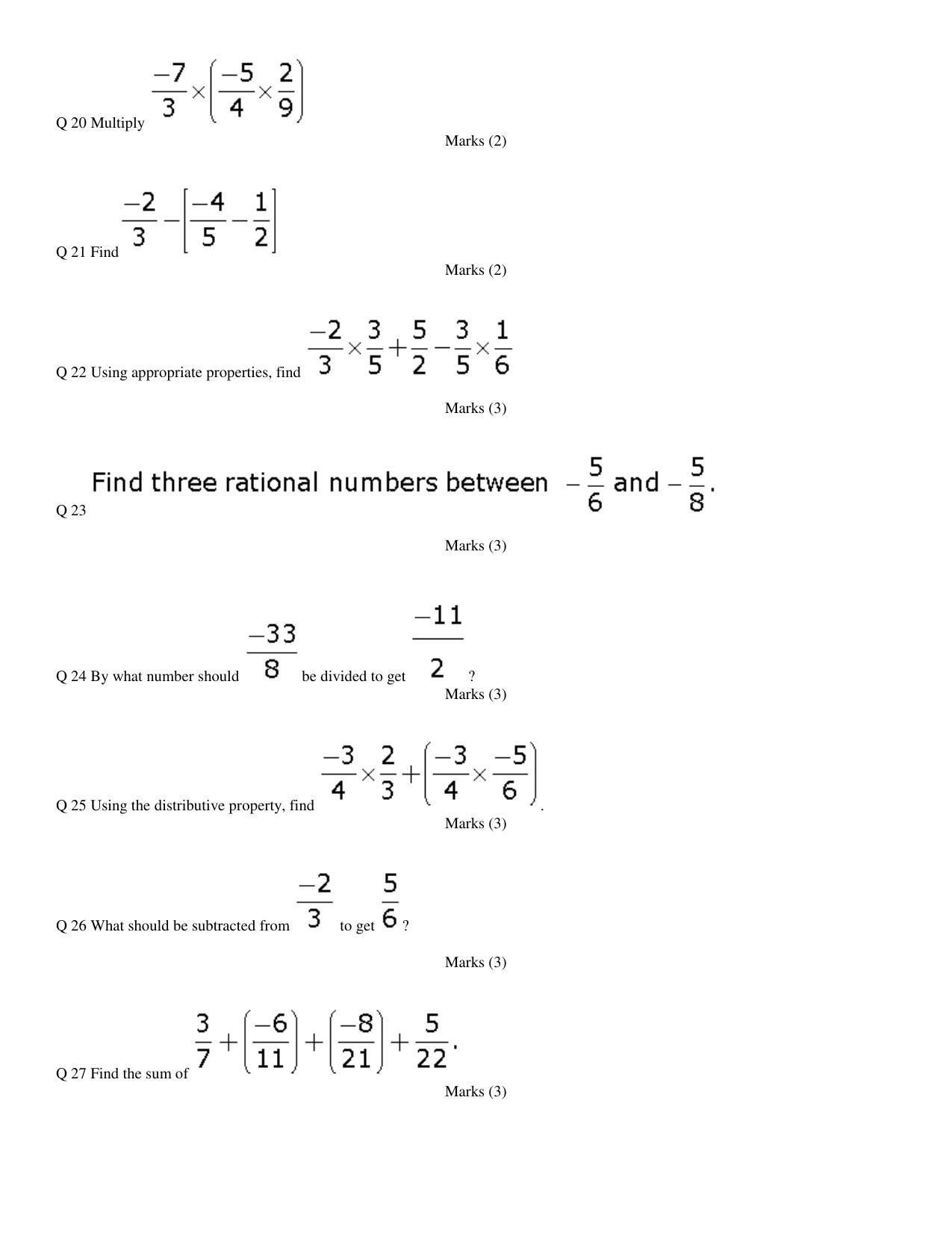 CBSE Worksheets for Class 8 Mathematics Rational Numbers Assignment 9 - Page 3