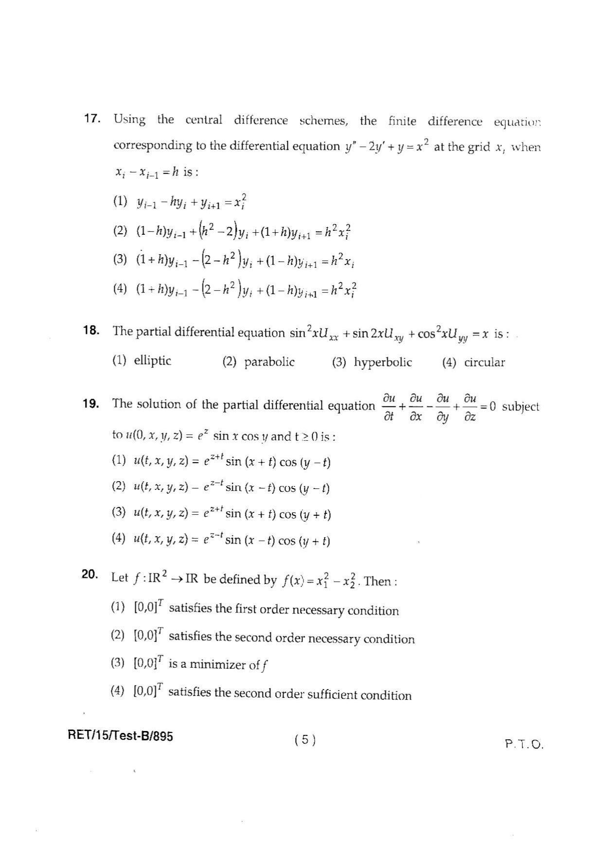 BHU RET MATHAMATICS SCIENCE 2015 Question Paper - Page 7