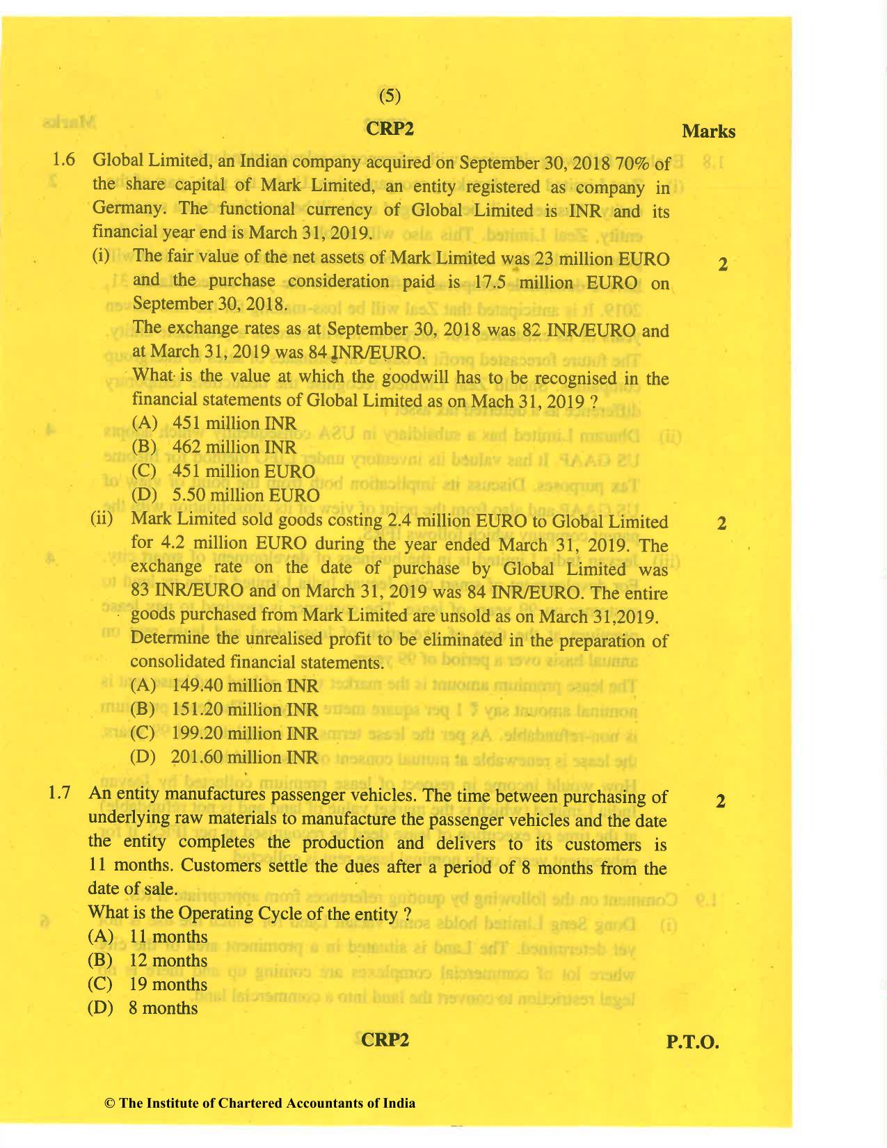 CA Final May 2019 Question Paper - Paper 6E – Global Financial Reporting Standards - Page 5