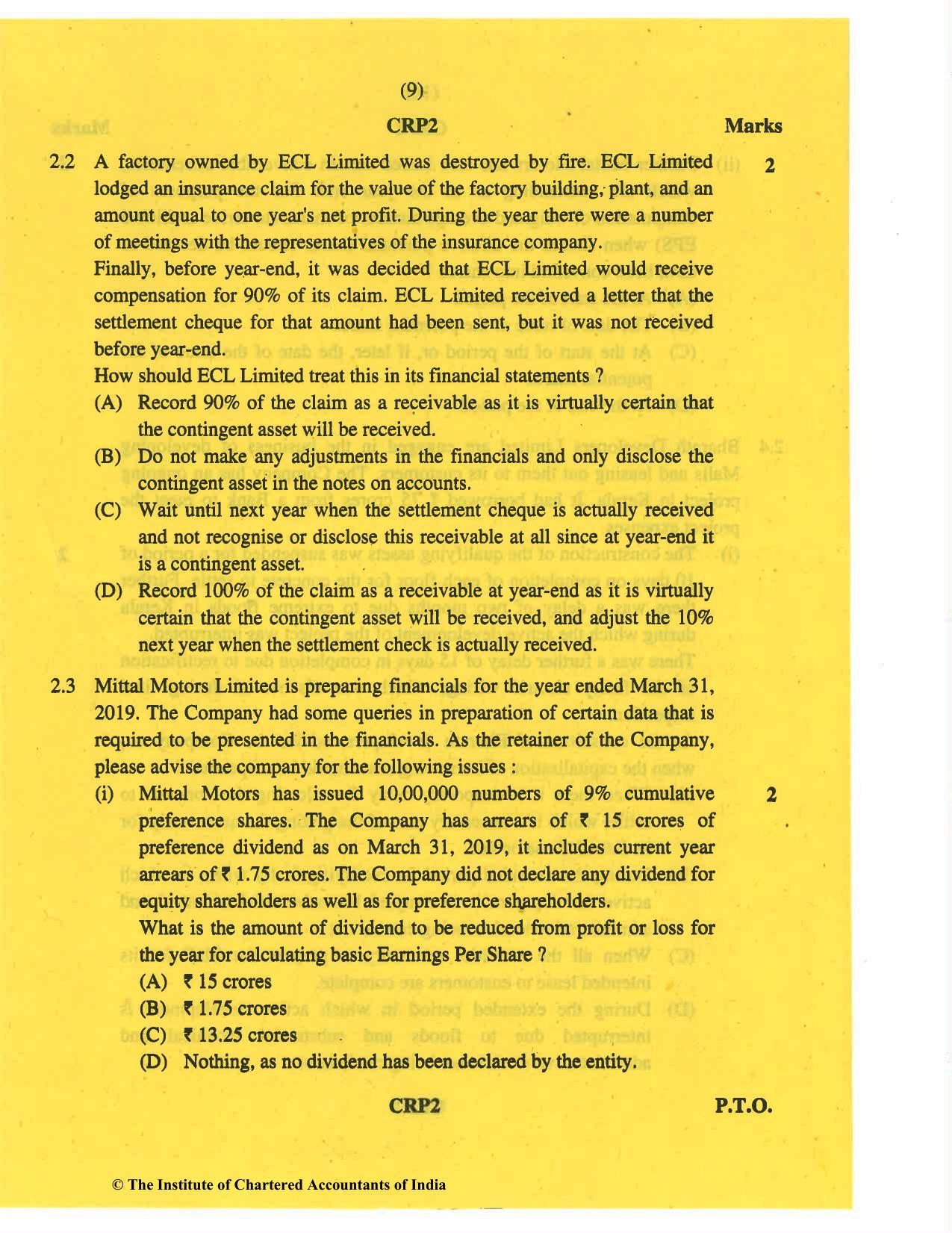 CA Final May 2019 Question Paper - Paper 6E – Global Financial Reporting Standards - Page 9
