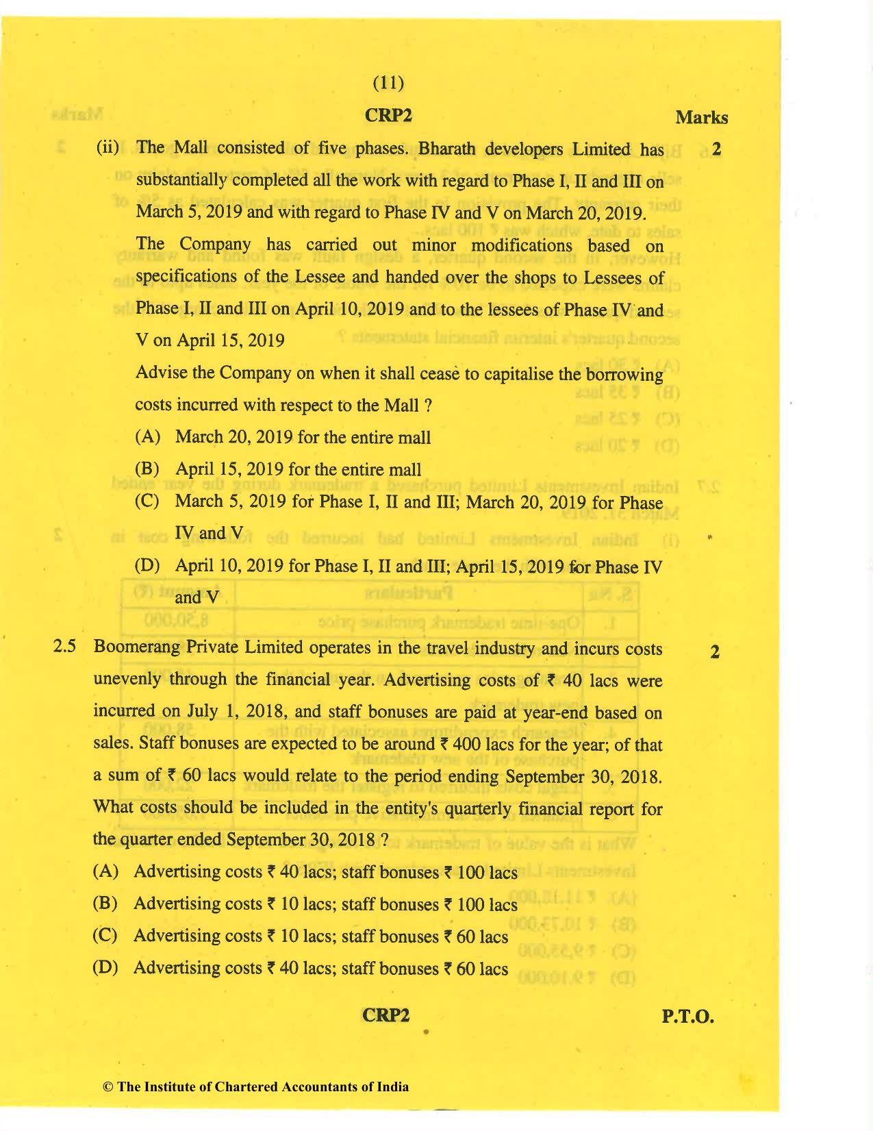 CA Final May 2019 Question Paper - Paper 6E – Global Financial Reporting Standards - Page 11