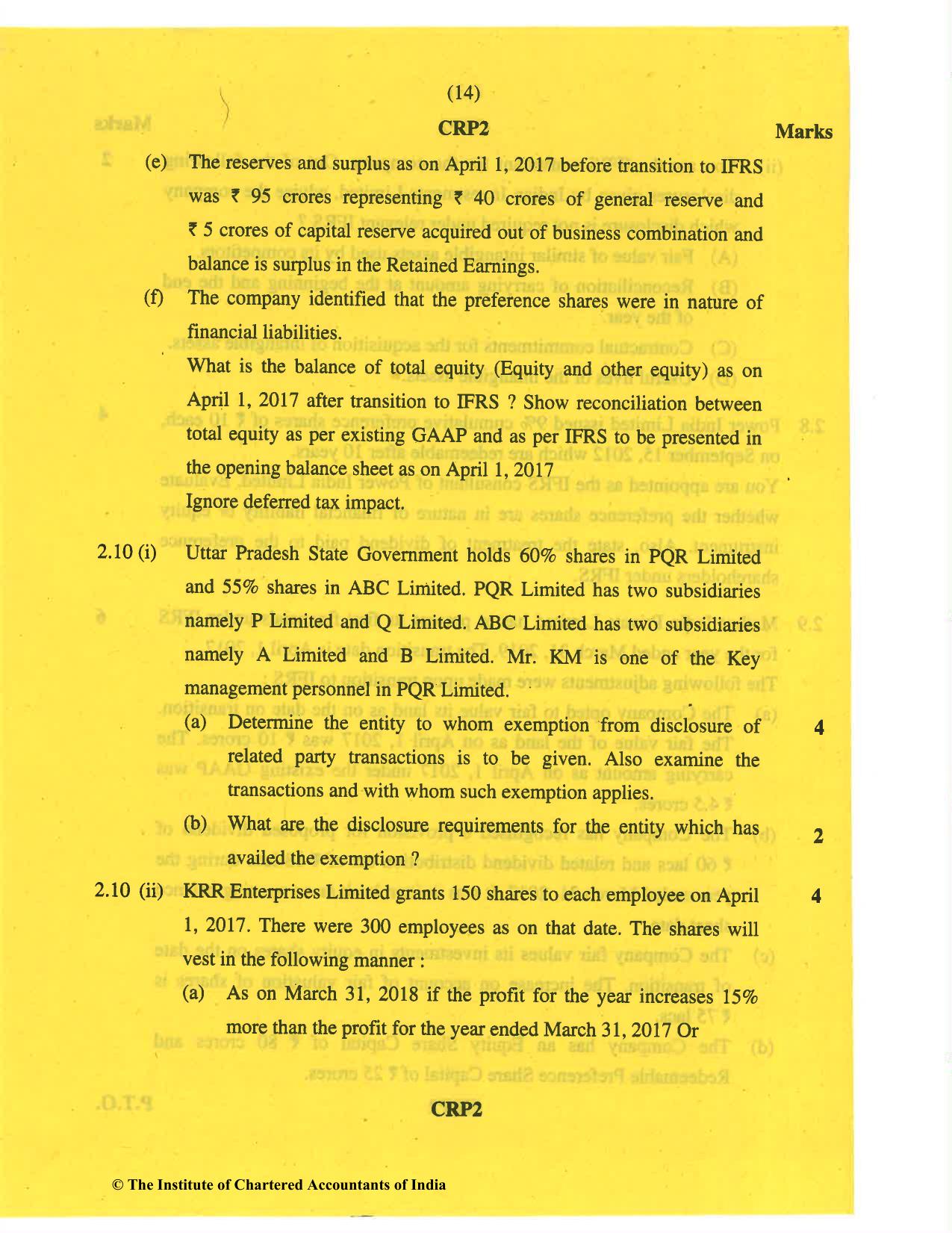 CA Final May 2019 Question Paper - Paper 6E – Global Financial Reporting Standards - Page 14