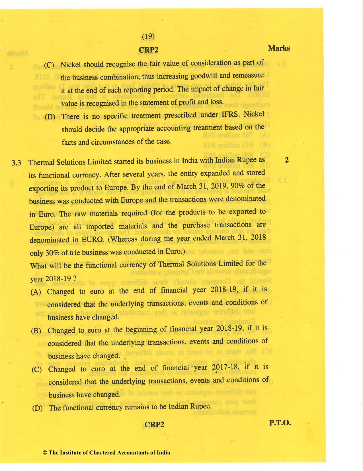 CA Final May 2019 Question Paper - Paper 6E – Global Financial Reporting Standards - Page 19