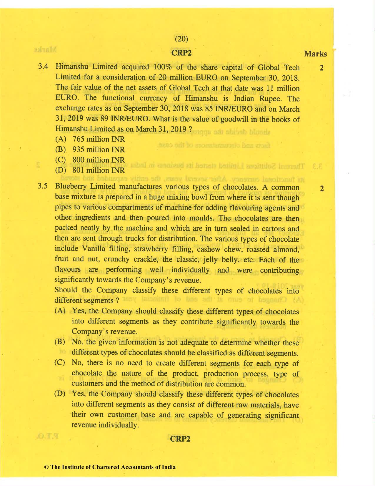 CA Final May 2019 Question Paper - Paper 6E – Global Financial Reporting Standards - Page 20