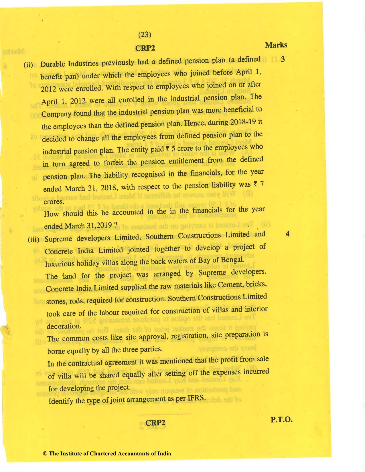 CA Final May 2019 Question Paper - Paper 6E – Global Financial Reporting Standards - Page 23