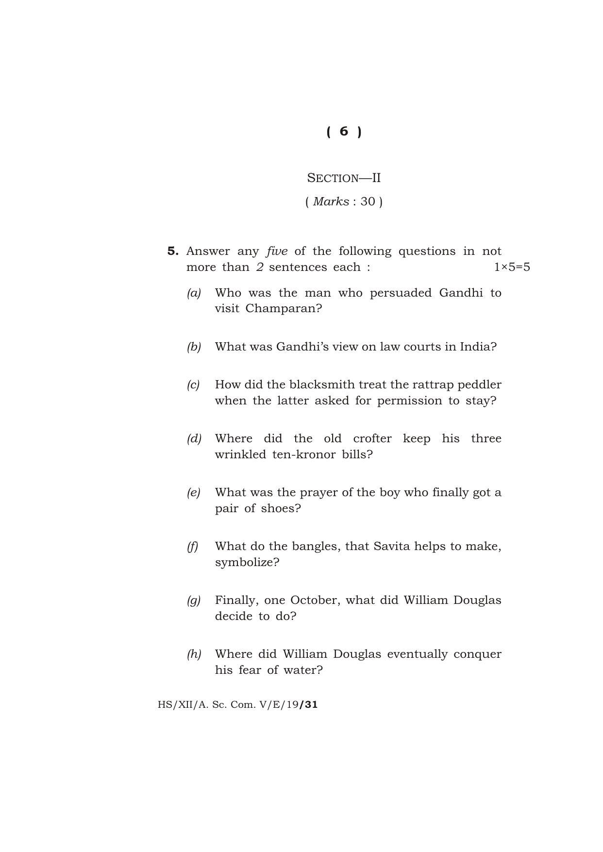Meghalaya Board (MBOSE) Class 12 ENGLISH 2019 Question Paper - Page 6