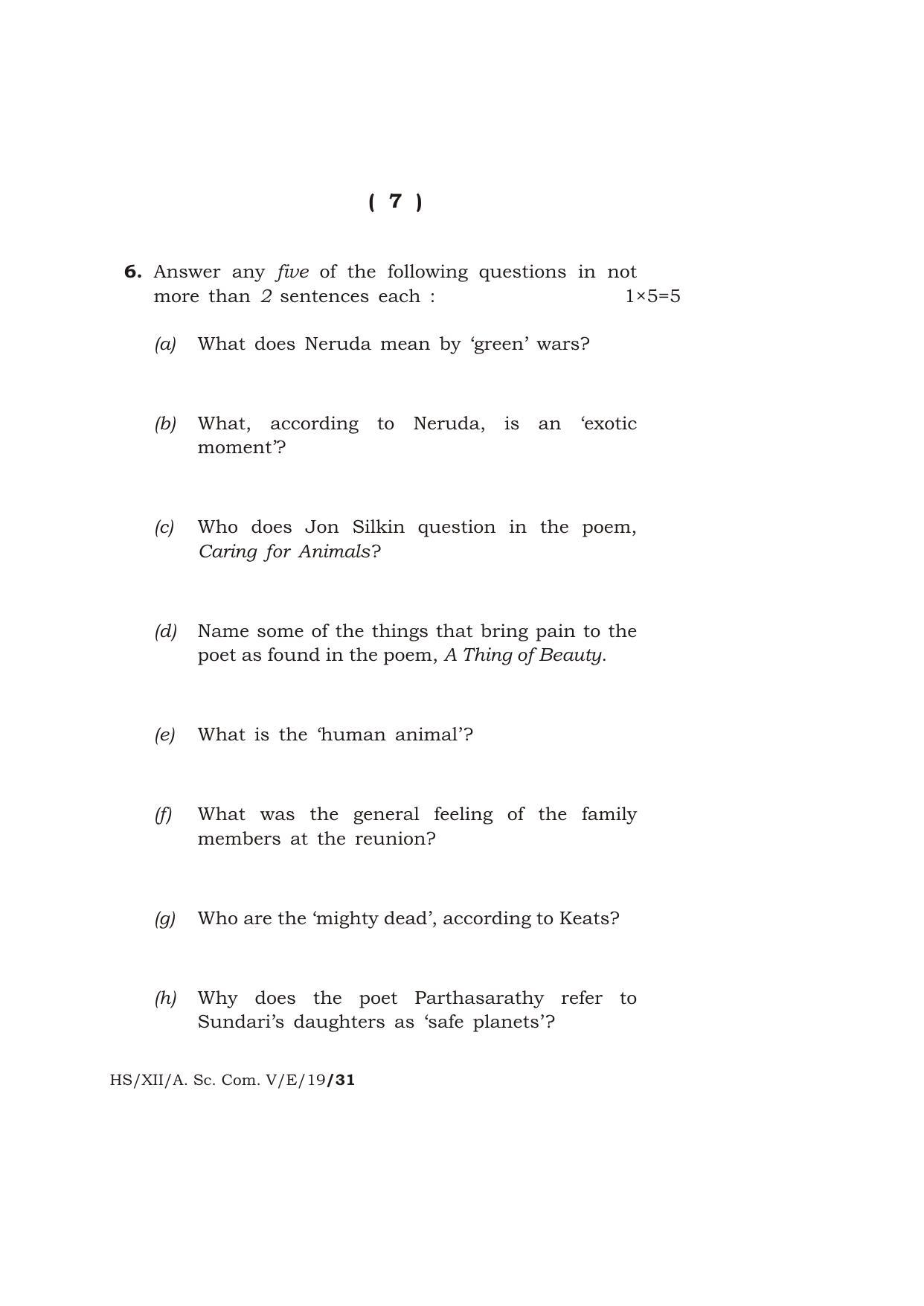 Meghalaya Board (MBOSE) Class 12 ENGLISH 2019 Question Paper - Page 7