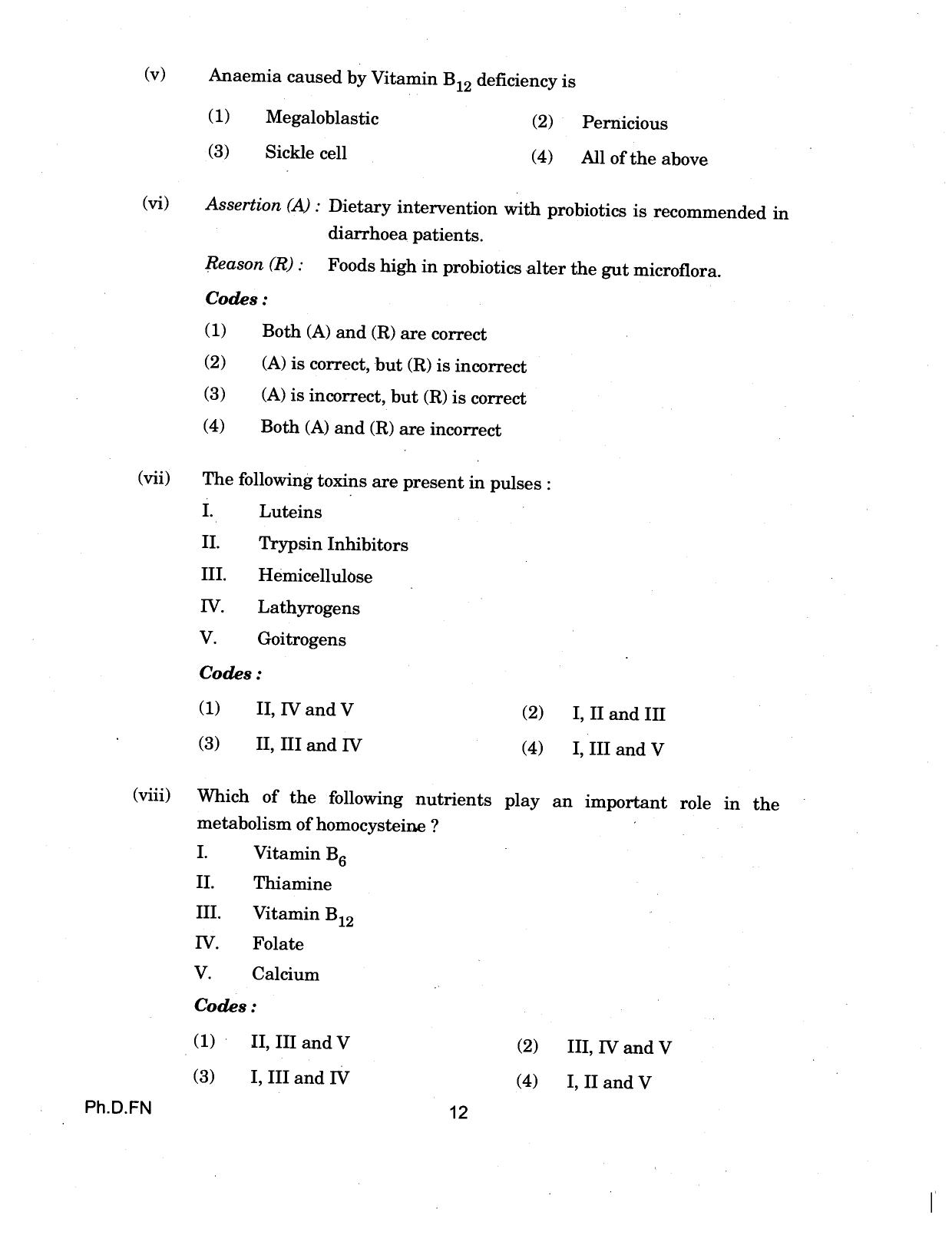 IGNOU PhD Entrance Test Ph.D (Food And Nutrition) 2018 Question Paper - Page 12