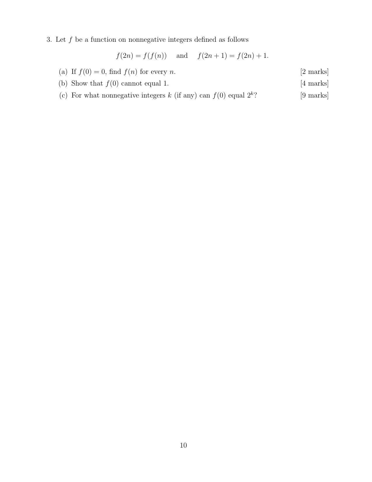 CMI Entrance Exam 2018 Question Paper B.Sc (Hons.) Mathematics and Computer Science - Page 10