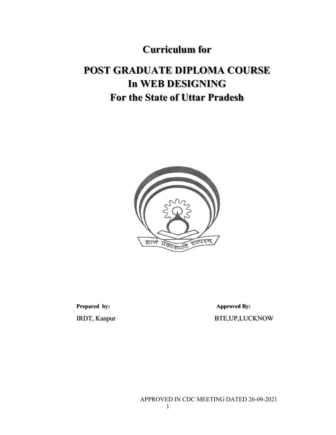 SYLLABUS FOR SEMESTER SYSTEM EFFECTIVE FROM (2021-2022) - P G DIPLOMA IN WEB DESIGNING - Page 1