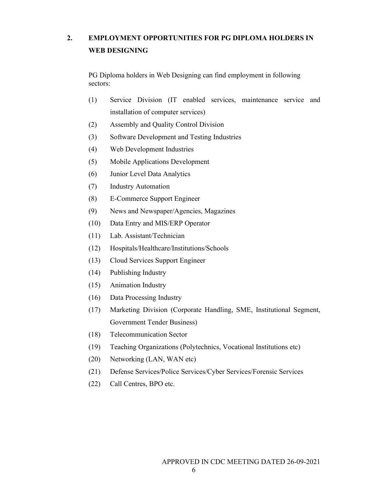 SYLLABUS FOR SEMESTER SYSTEM EFFECTIVE FROM (2021-2022) - P G DIPLOMA IN WEB DESIGNING - Page 6