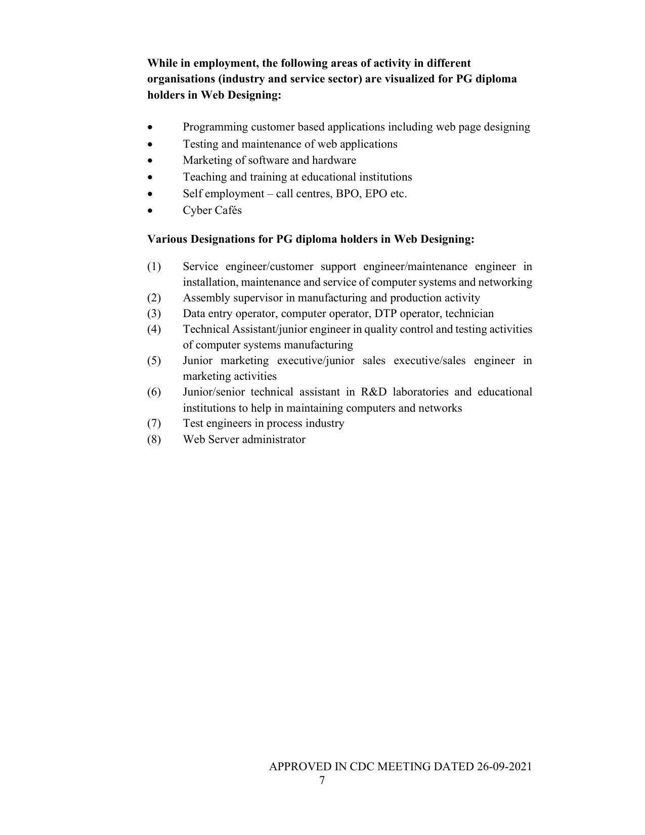 SYLLABUS FOR SEMESTER SYSTEM EFFECTIVE FROM (2021-2022) - P G DIPLOMA IN WEB DESIGNING - Page 7