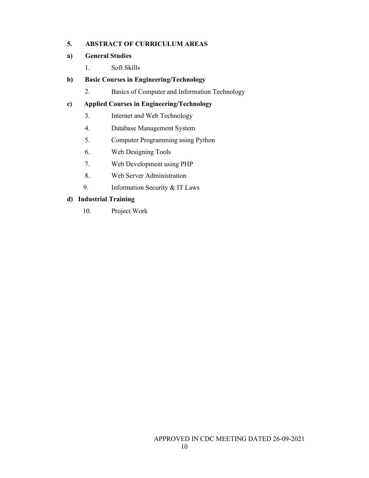 SYLLABUS FOR SEMESTER SYSTEM EFFECTIVE FROM (2021-2022) - P G DIPLOMA IN WEB DESIGNING - Page 10