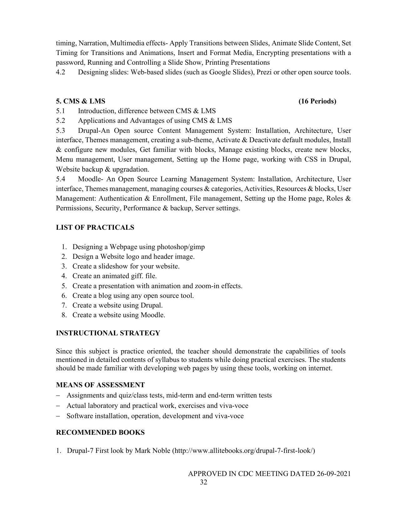 SYLLABUS FOR SEMESTER SYSTEM EFFECTIVE FROM (2021-2022) - P G DIPLOMA IN WEB DESIGNING - Page 32