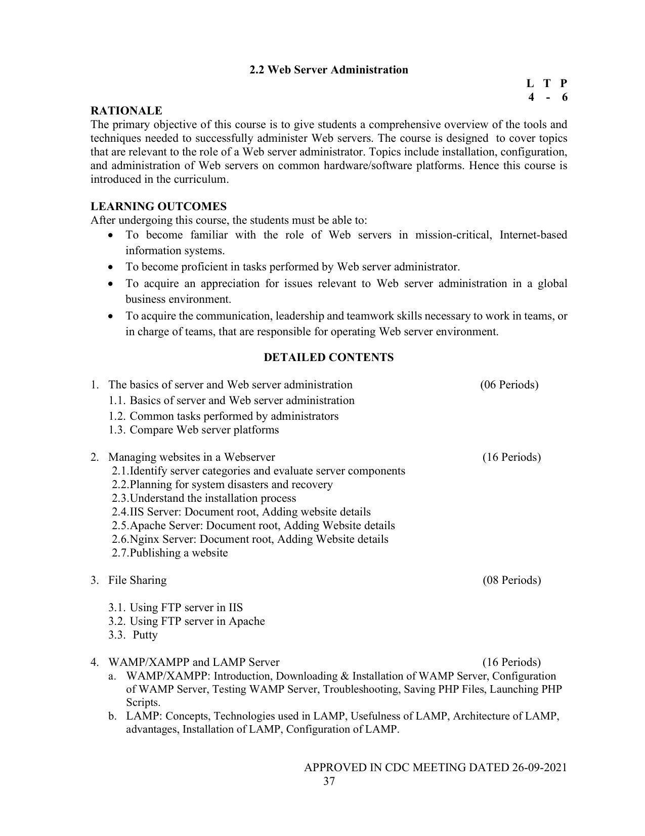 SYLLABUS FOR SEMESTER SYSTEM EFFECTIVE FROM (2021-2022) - P G DIPLOMA IN WEB DESIGNING - Page 37