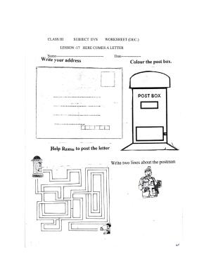 Worksheet for Class 3 EVS Assignment 31 Here Comes A Letter