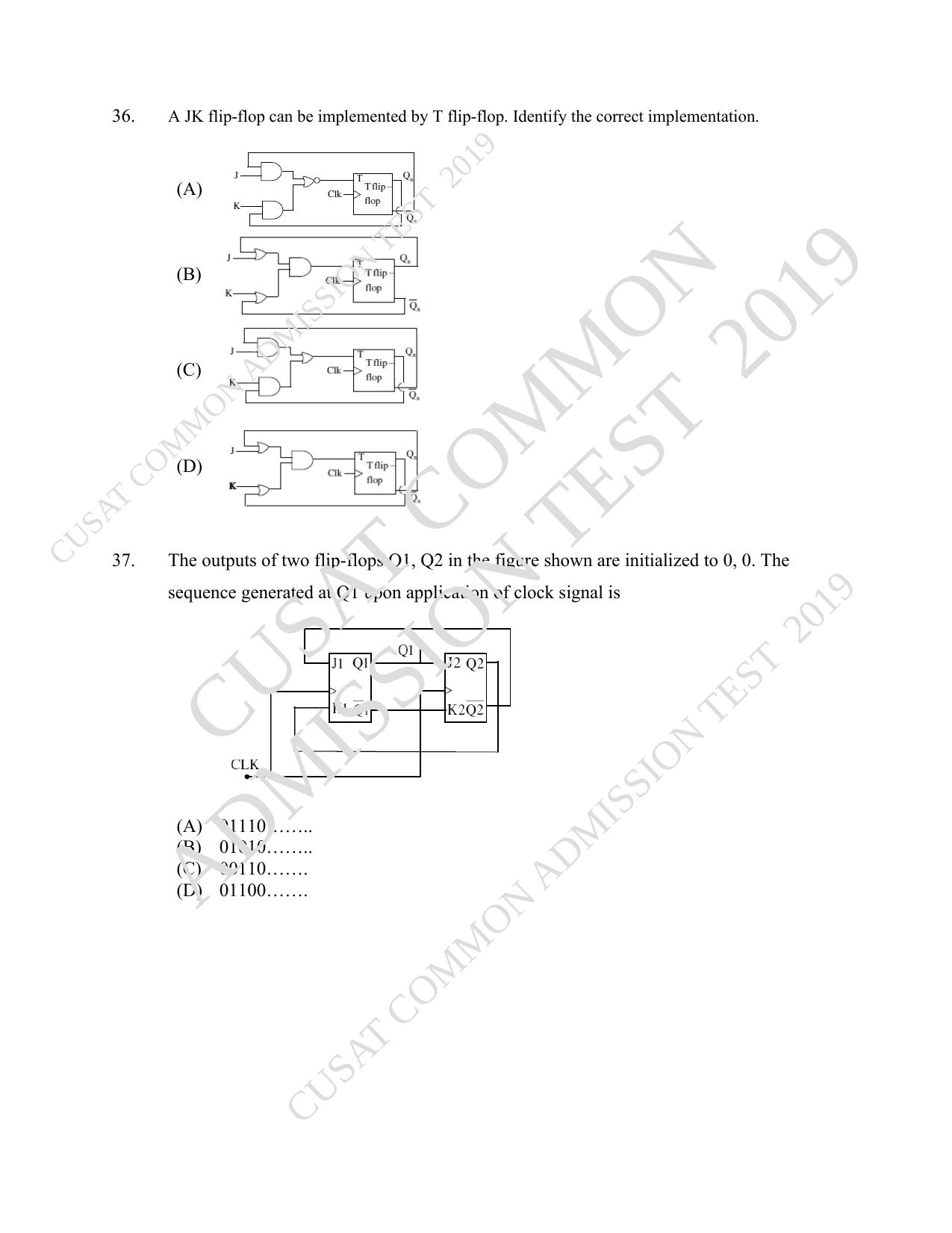 CUSAT CAT 2019 Msc Instrumentation Question Paper With Answer Key - Page 10