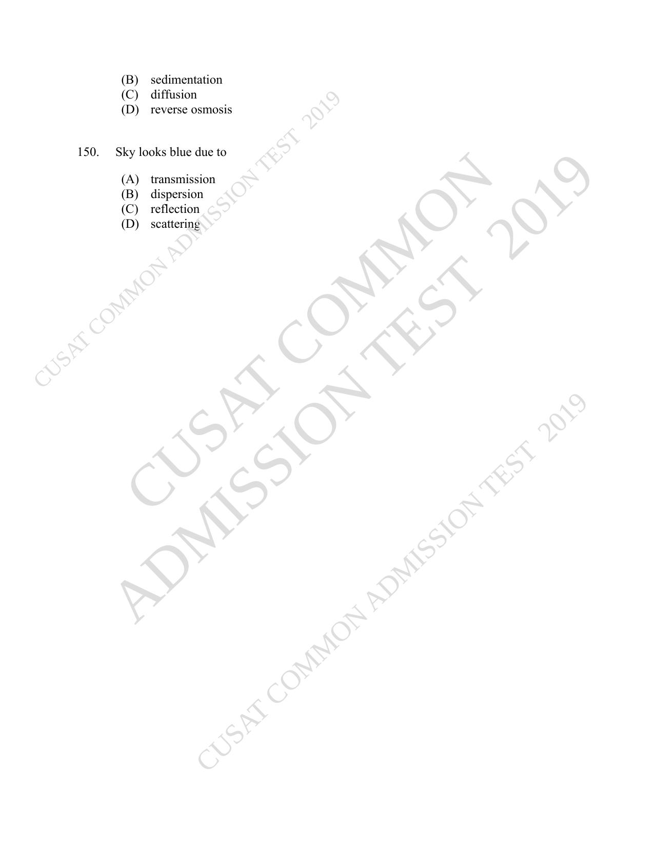 CUSAT CAT 2019 Msc Instrumentation Question Paper With Answer Key - Page 35