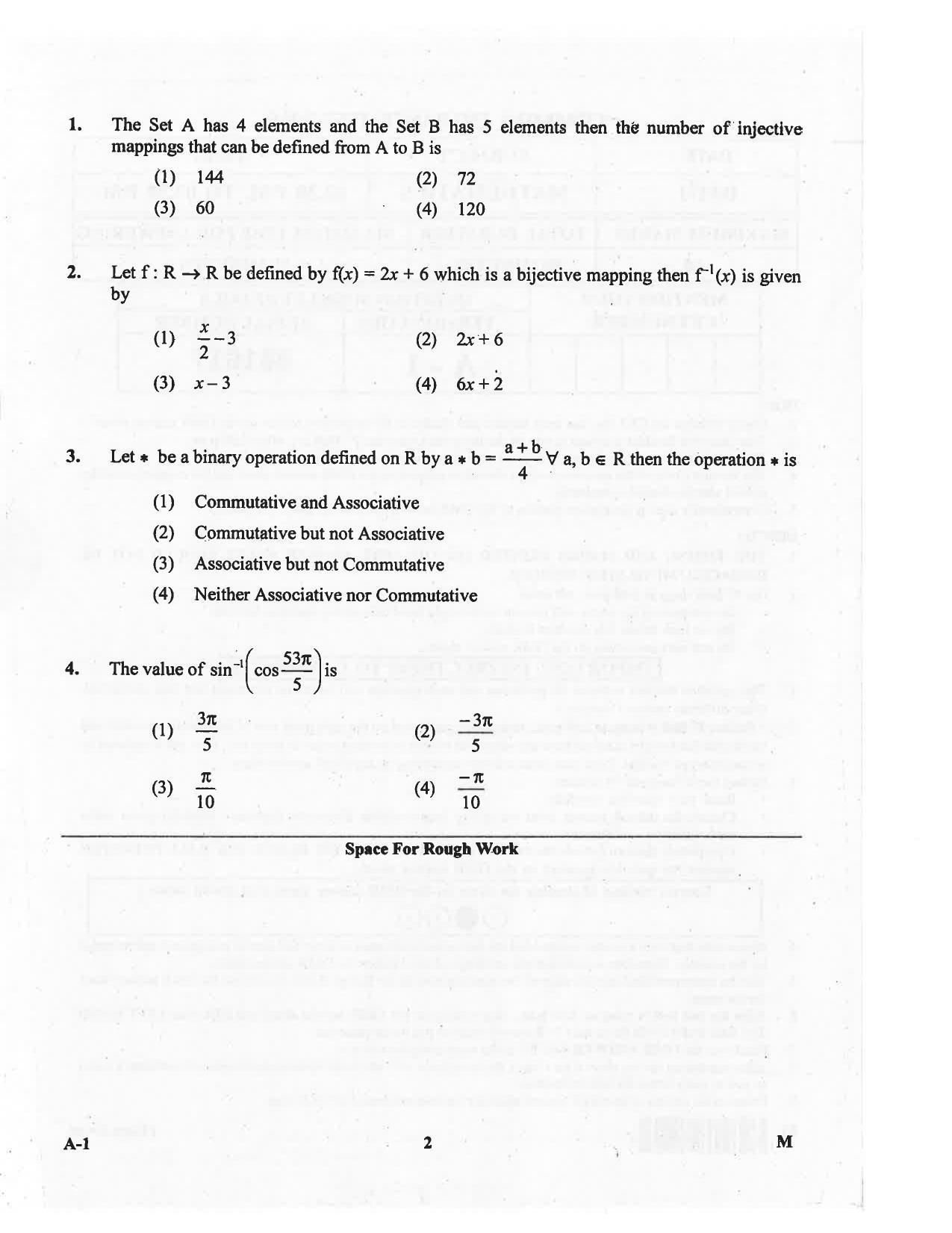 KCET Mathematics 2016 Question Papers - Page 2