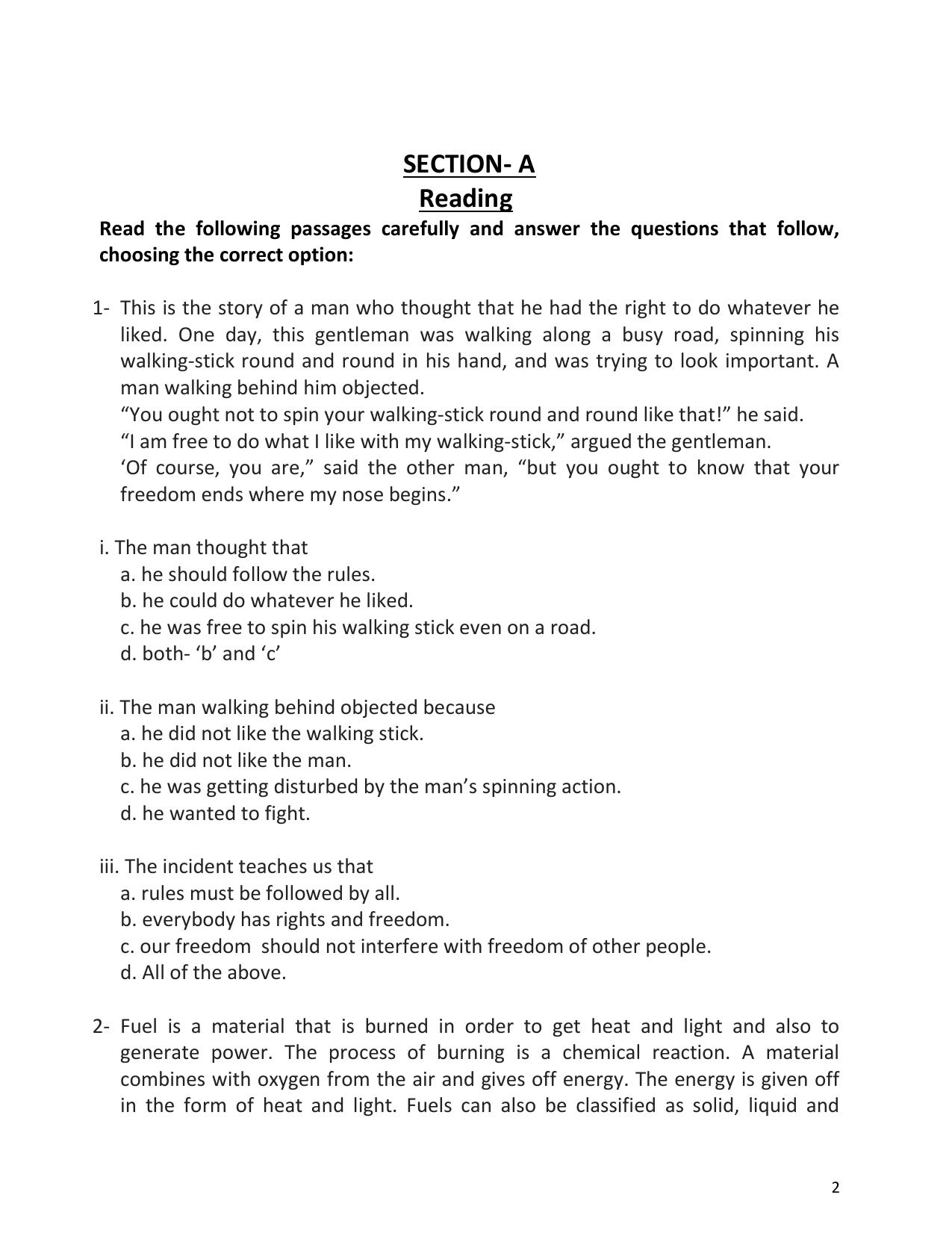 UP Board (UPMSP) Class 9 English Question Bank - Page 2