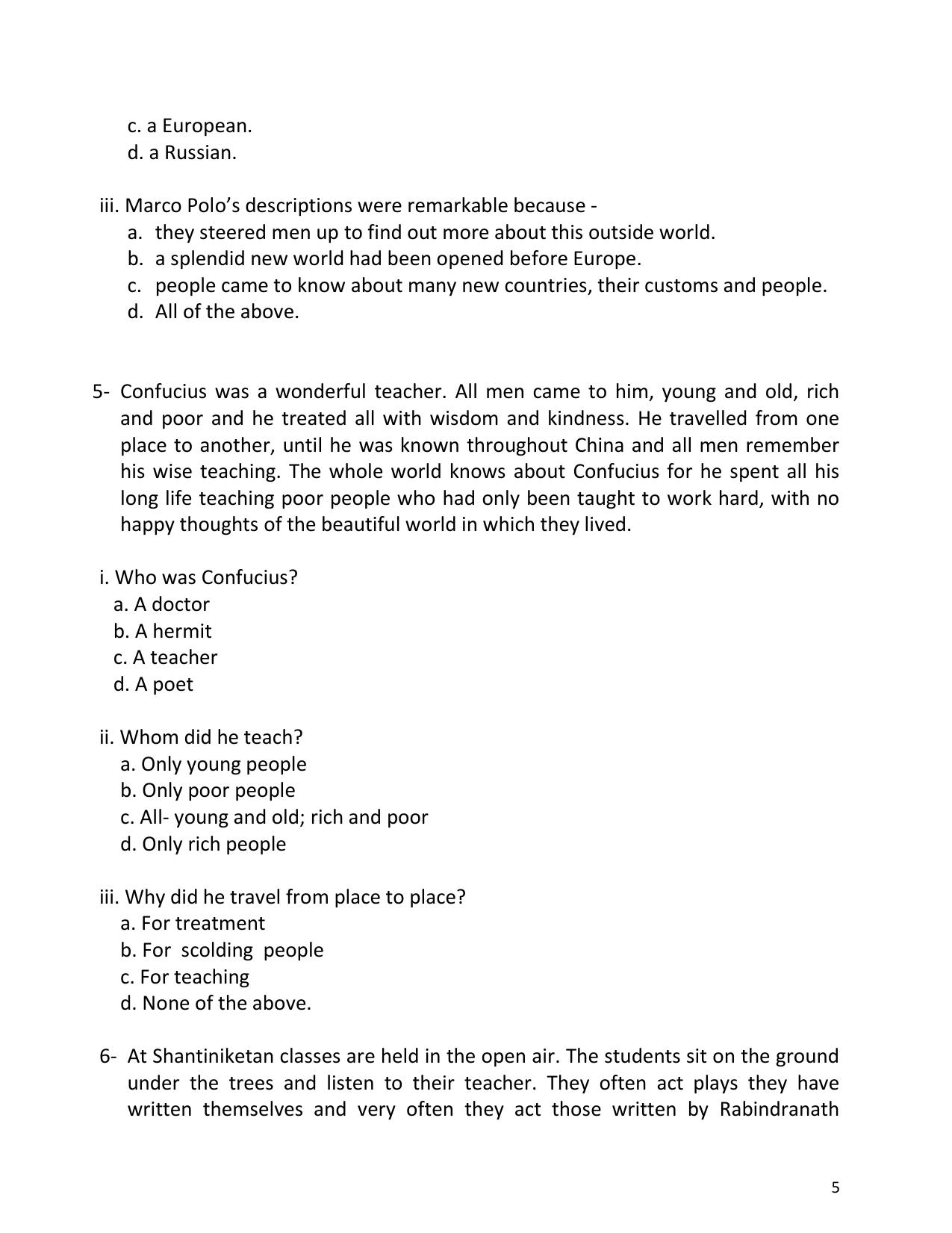 UP Board (UPMSP) Class 9 English Question Bank - Page 5