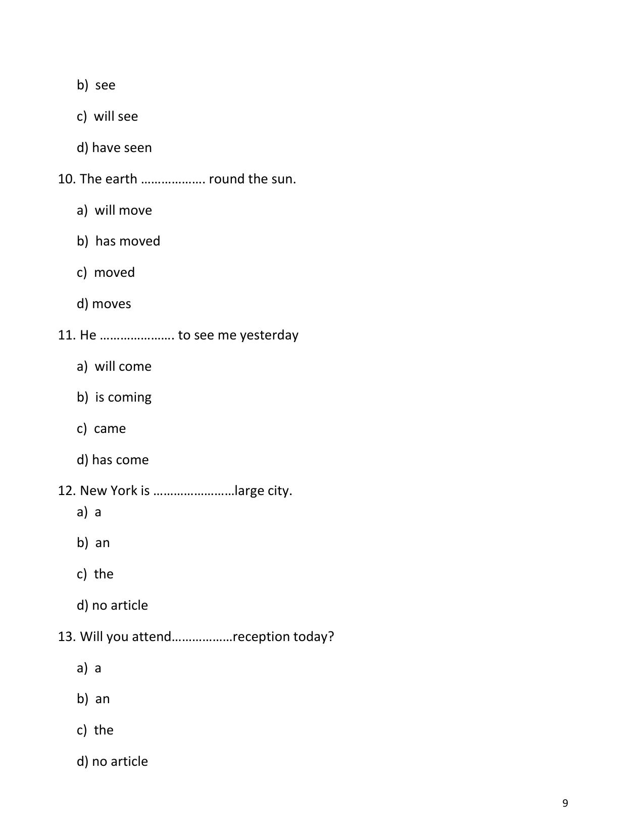 UP Board (UPMSP) Class 9 English Question Bank - Page 9