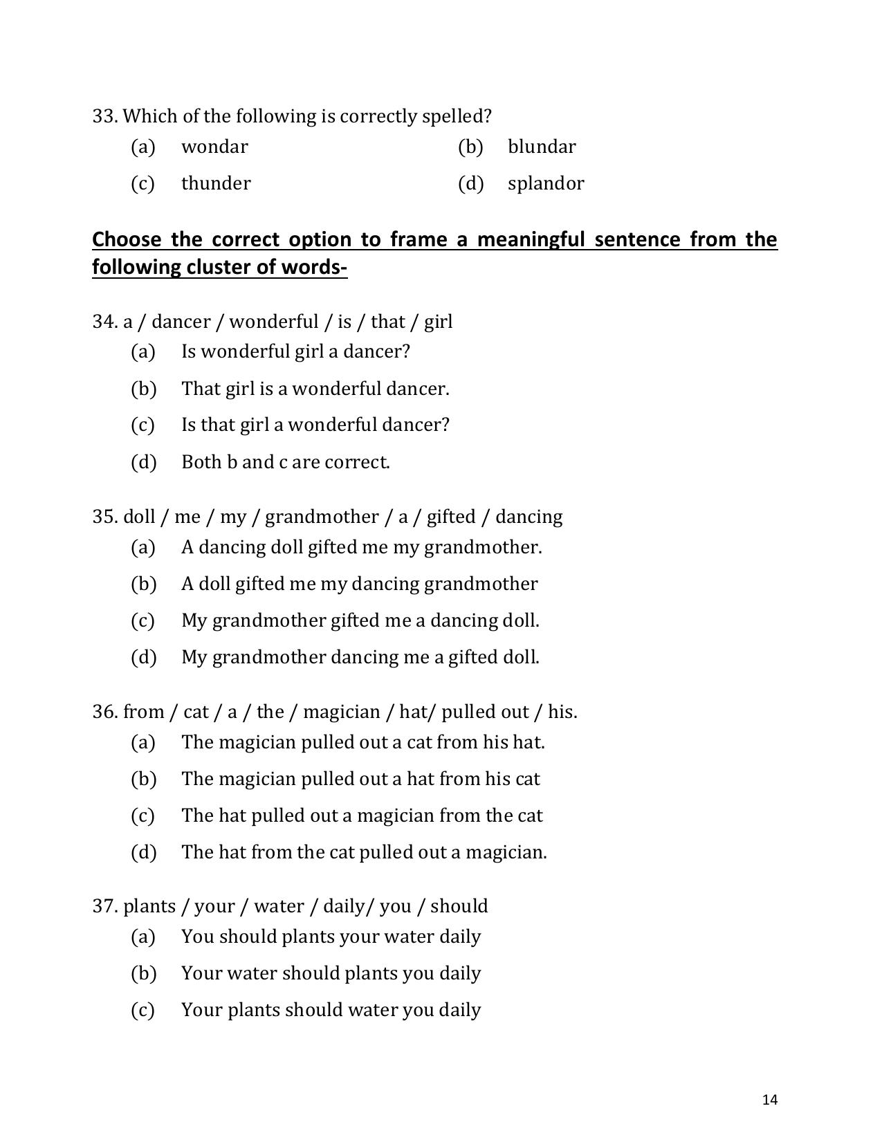UP Board (UPMSP) Class 9 English Question Bank - Page 14