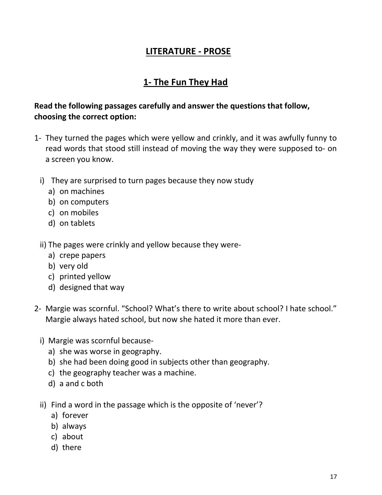 UP Board (UPMSP) Class 9 English Question Bank - Page 17