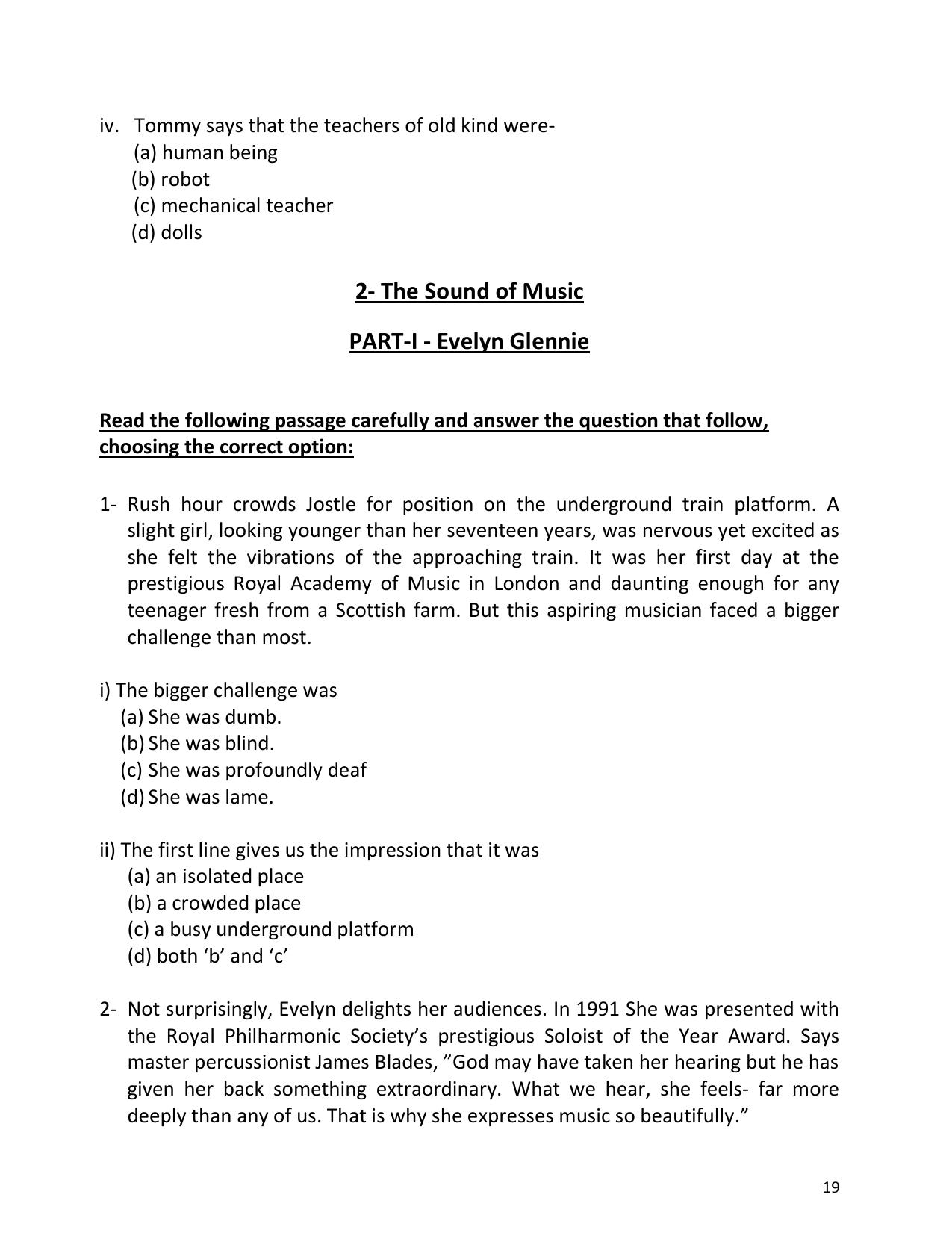 UP Board (UPMSP) Class 9 English Question Bank - Page 19