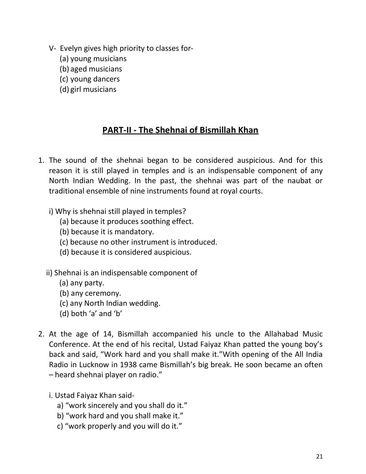 UP Board (UPMSP) Class 9 English Question Bank - Page 21