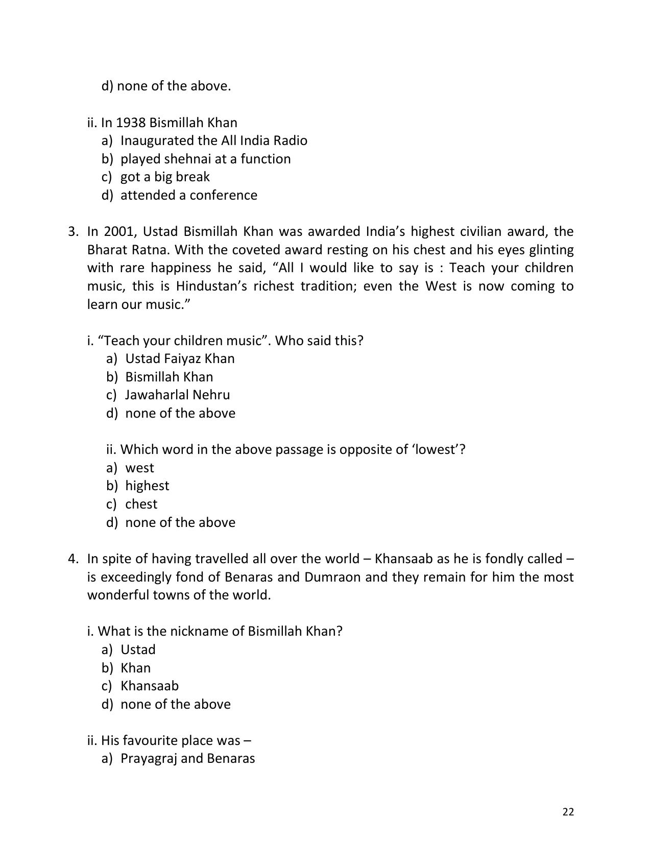 UP Board (UPMSP) Class 9 English Question Bank - Page 22