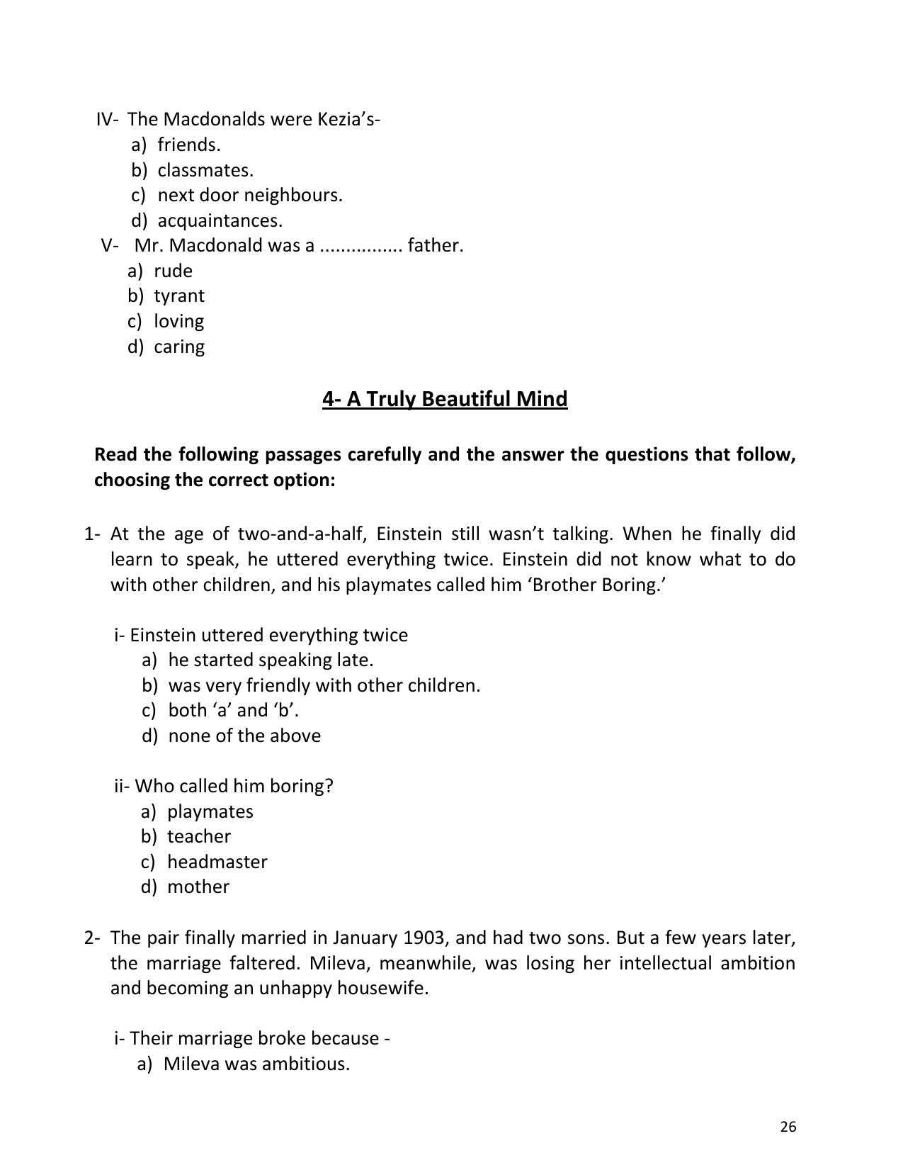 UP Board (UPMSP) Class 9 English Question Bank - Page 26