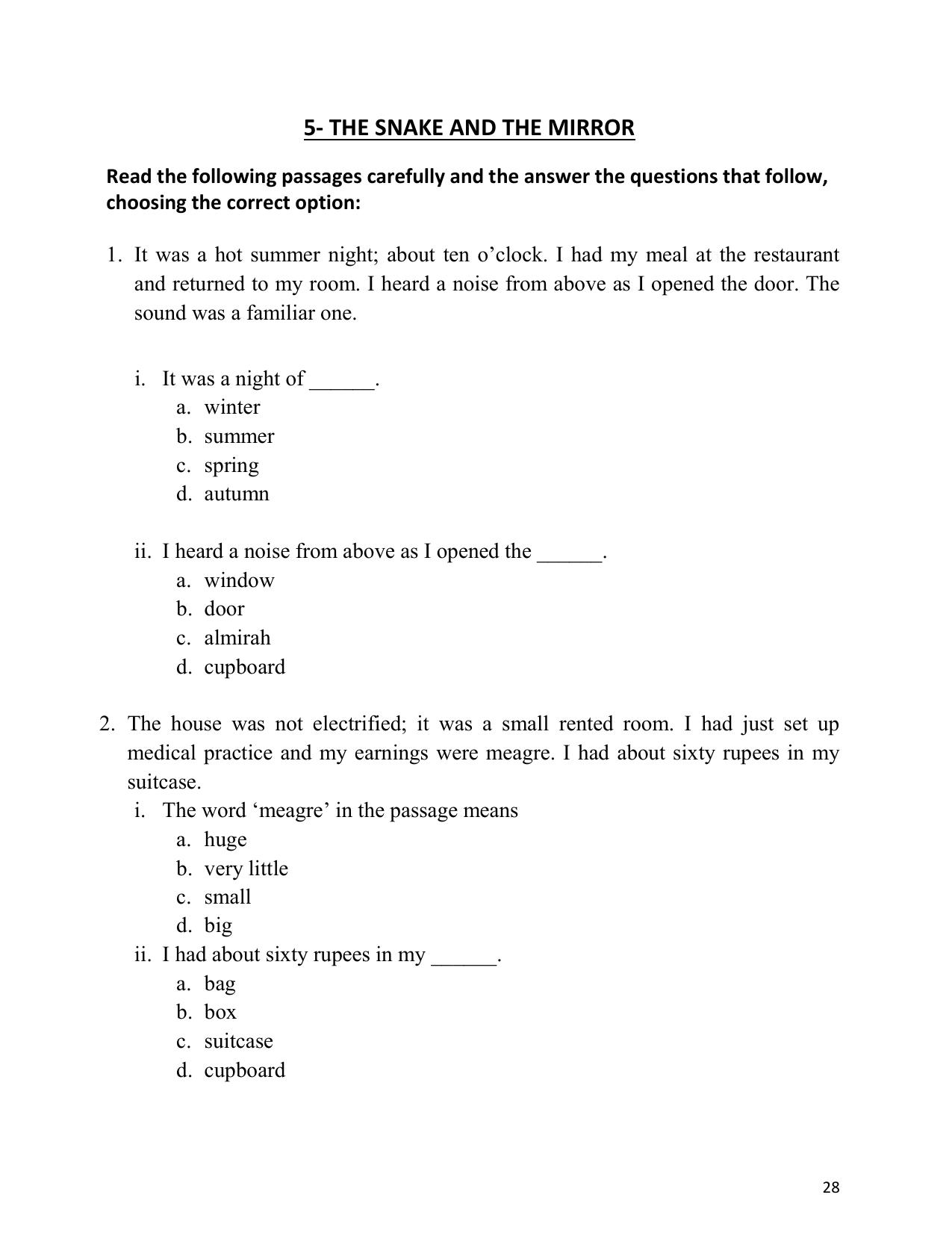 UP Board (UPMSP) Class 9 English Question Bank - Page 28