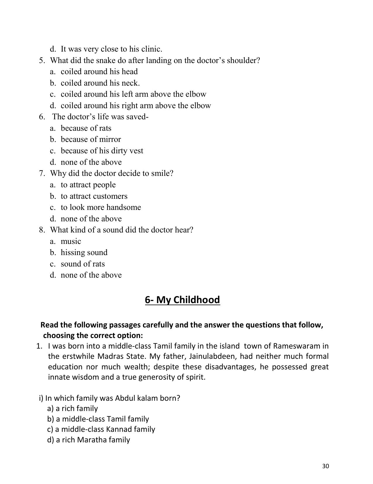 UP Board (UPMSP) Class 9 English Question Bank - Page 30