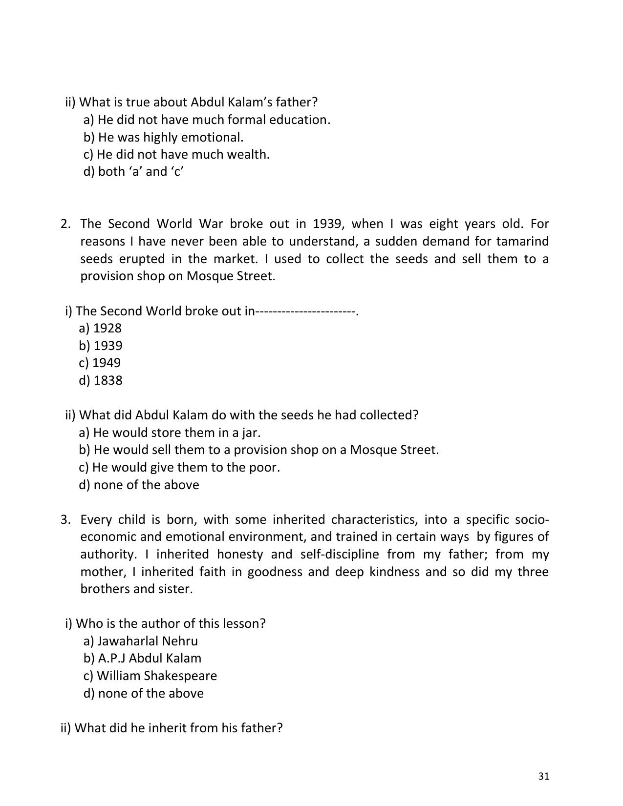 UP Board (UPMSP) Class 9 English Question Bank - Page 31