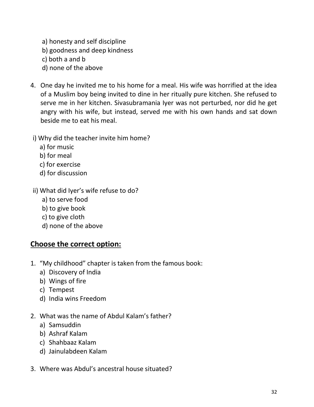 UP Board (UPMSP) Class 9 English Question Bank - Page 32
