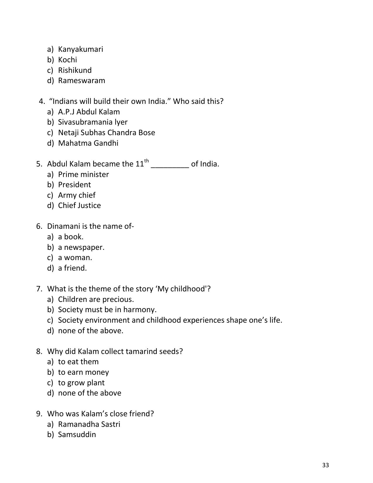 UP Board (UPMSP) Class 9 English Question Bank - Page 33