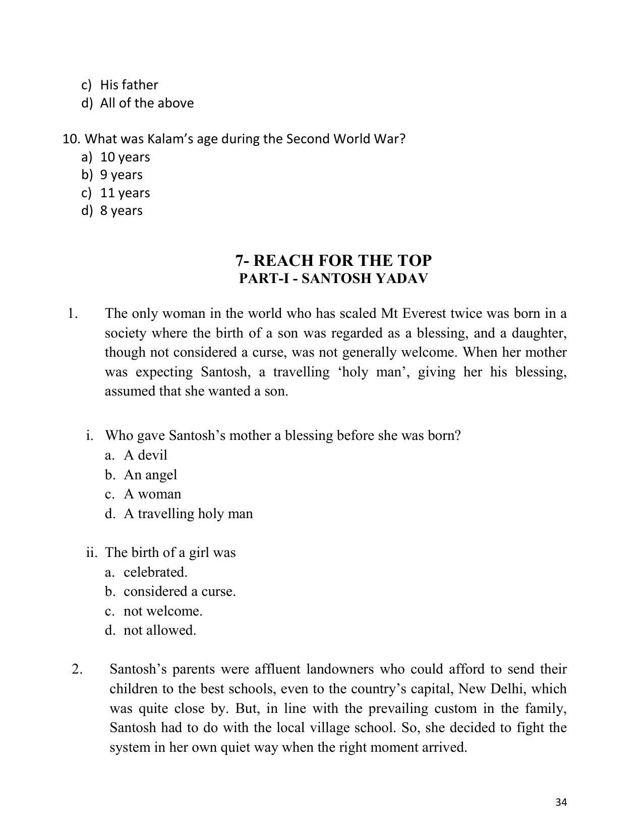 UP Board (UPMSP) Class 9 English Question Bank - Page 34