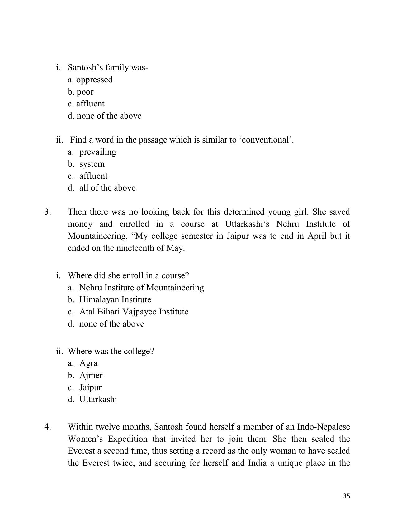 UP Board (UPMSP) Class 9 English Question Bank - Page 35