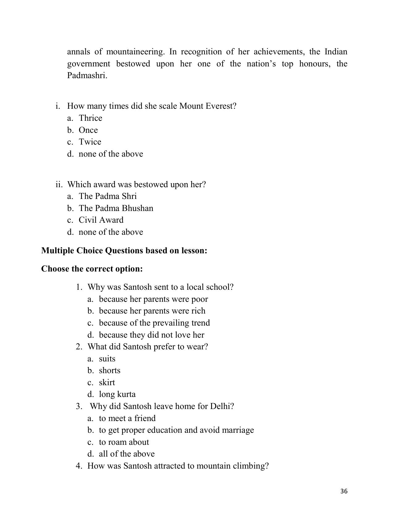 UP Board (UPMSP) Class 9 English Question Bank - Page 36
