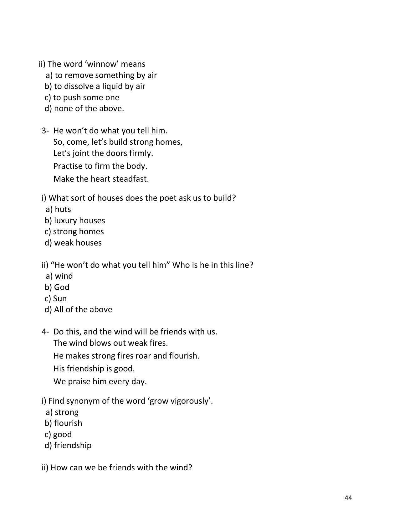 UP Board (UPMSP) Class 9 English Question Bank - Page 44