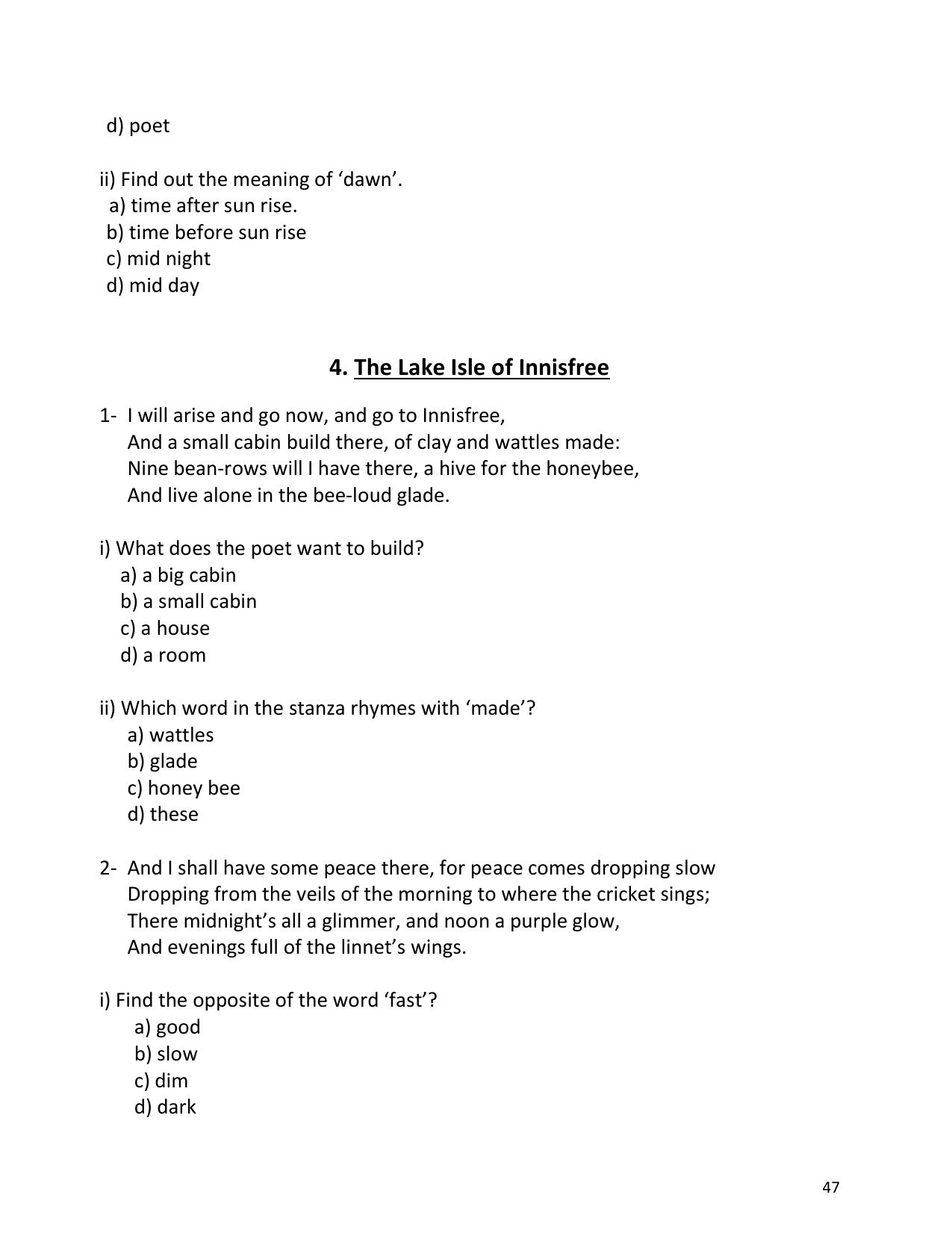 UP Board (UPMSP) Class 9 English Question Bank - Page 47