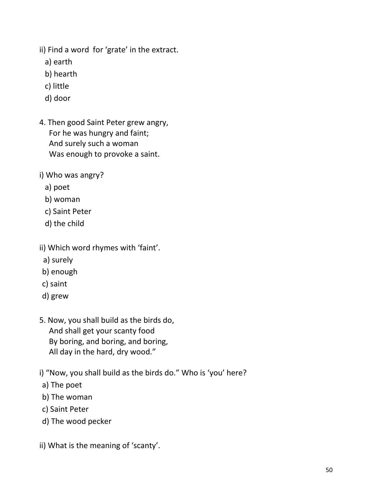 UP Board (UPMSP) Class 9 English Question Bank - Page 50