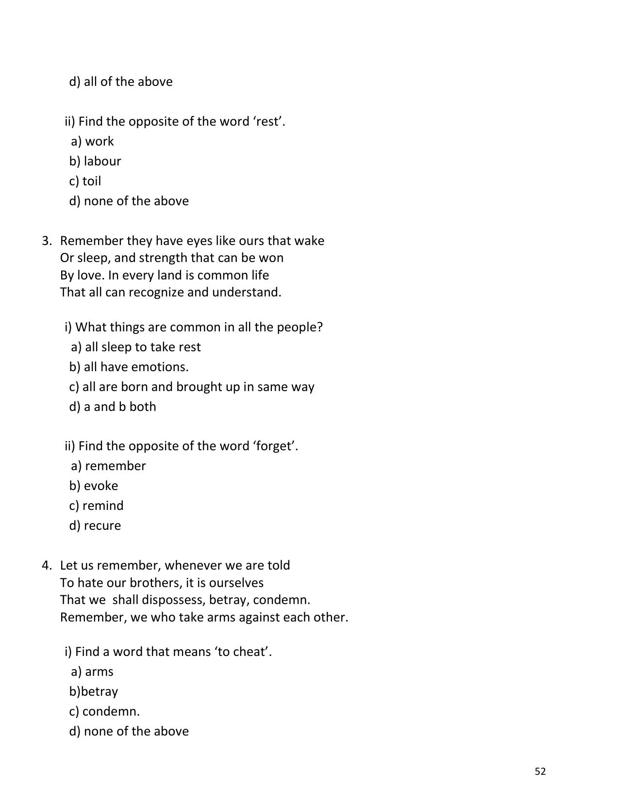 UP Board (UPMSP) Class 9 English Question Bank - Page 52