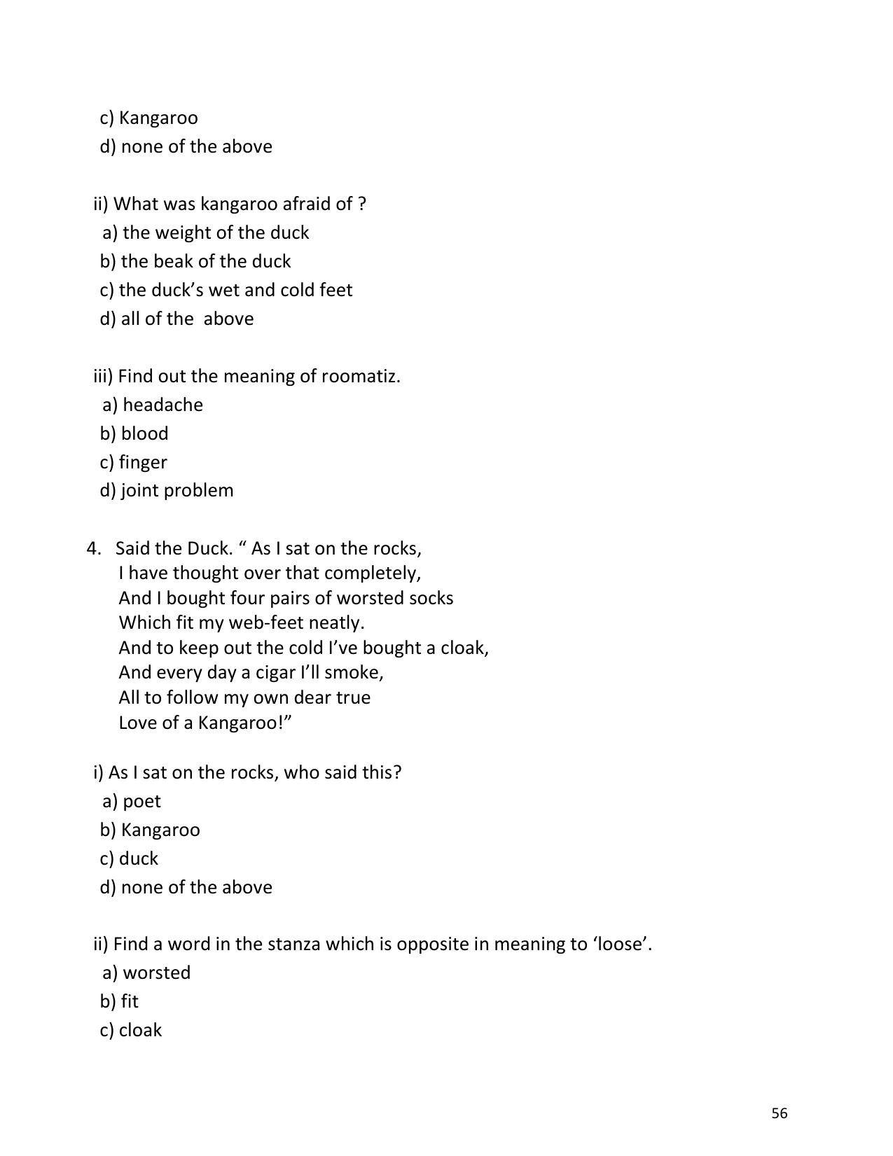 UP Board (UPMSP) Class 9 English Question Bank - Page 56