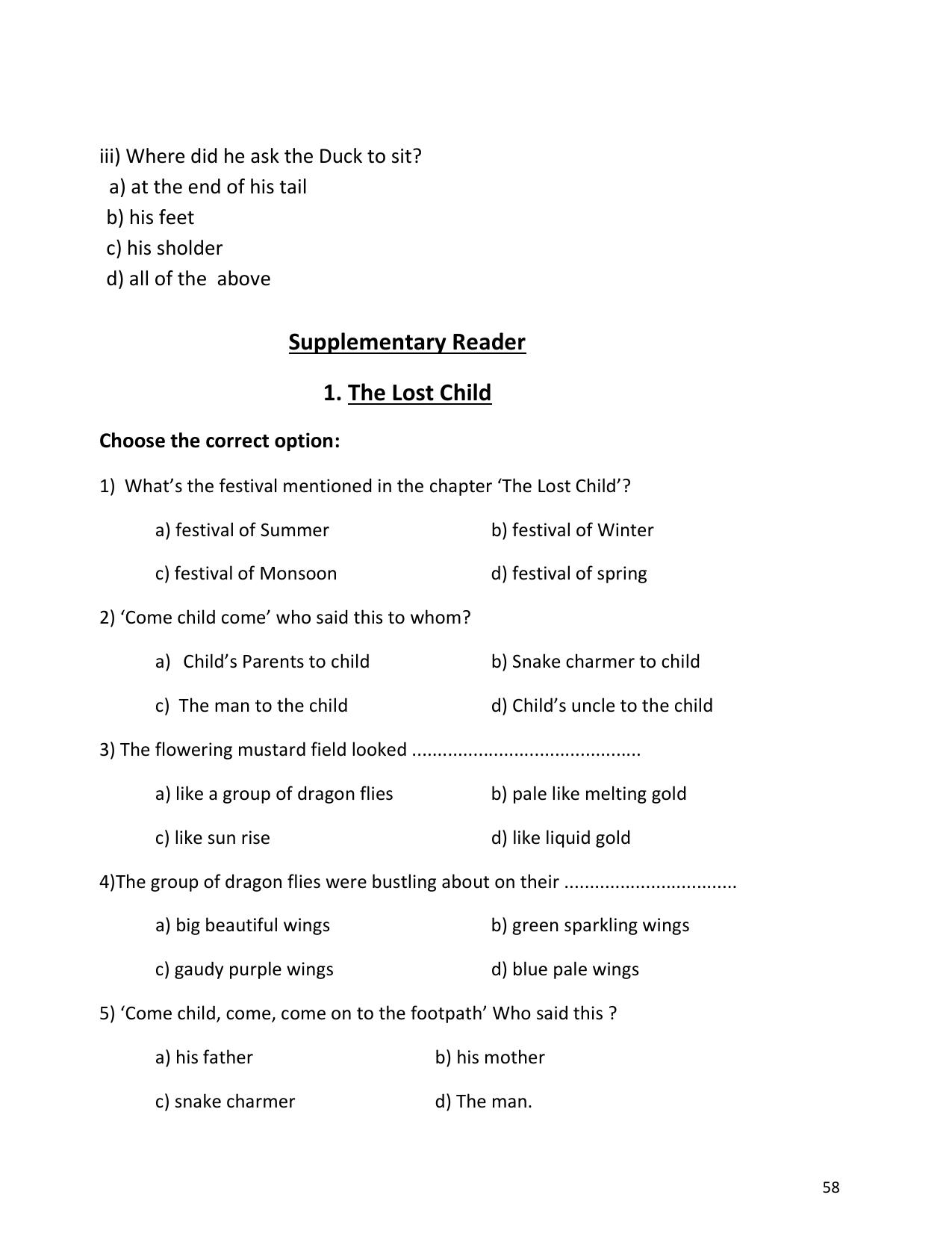 UP Board (UPMSP) Class 9 English Question Bank - Page 58