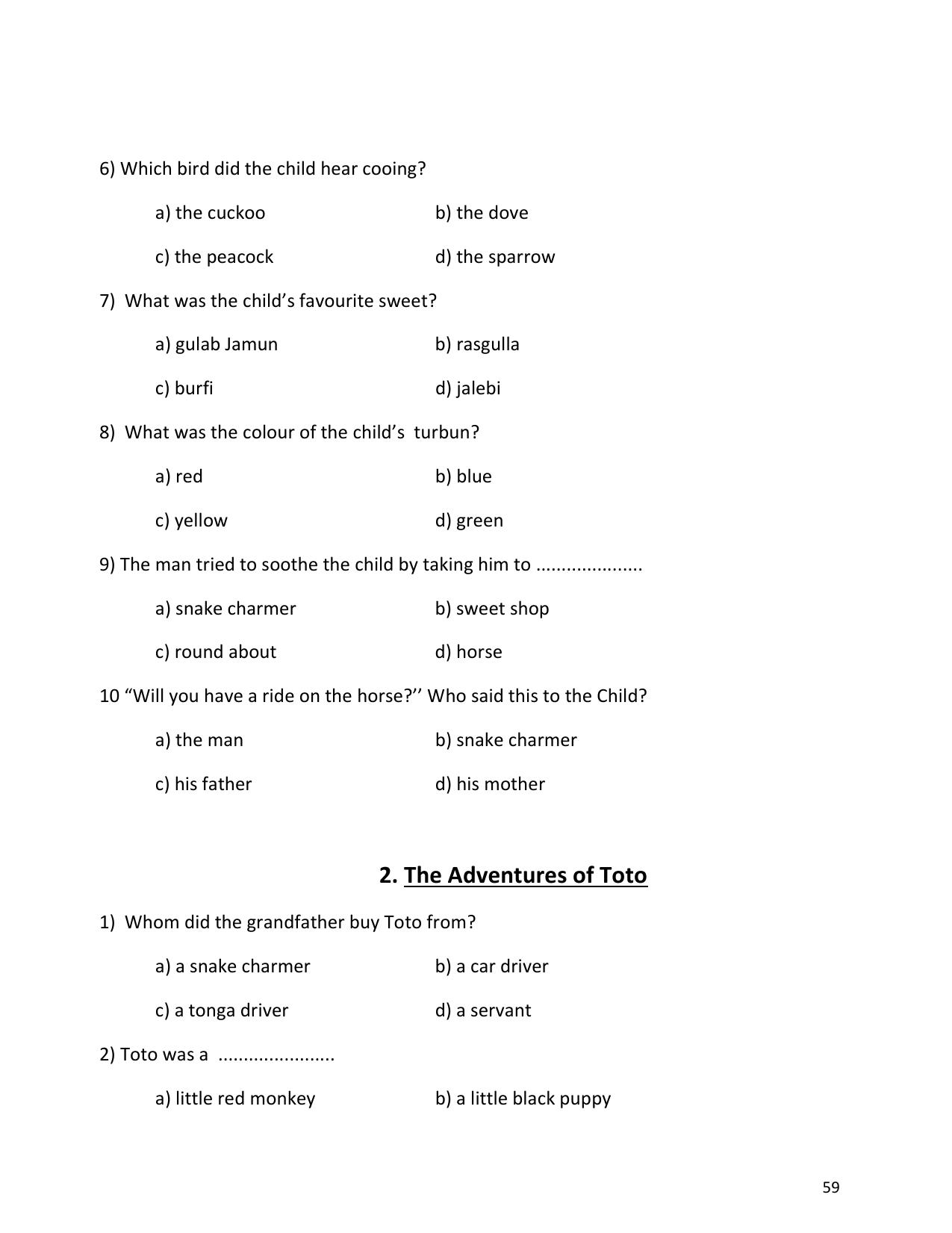 UP Board (UPMSP) Class 9 English Question Bank - Page 59