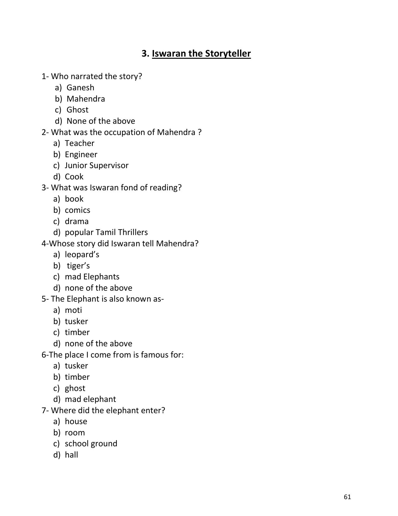 UP Board (UPMSP) Class 9 English Question Bank - Page 61